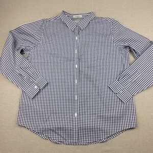 LL Bean Wrinkle Free Long Sleeve Shirt, Blue White Checkered, Mens Size L‎